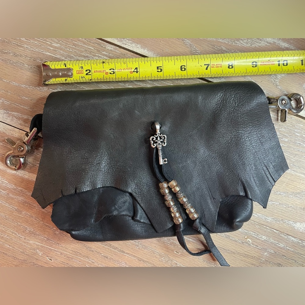 Handmade Black SUPER SOFT Genuine Leather Clip On Hip Bag Fanny Pack Motorcycle - Picture 12 of 13